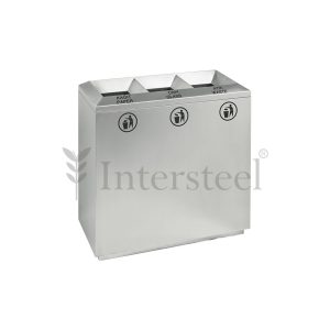 Intersteel Paslanmaz Çelik Kare Geri Dönüşüm Ünitesi - İç & Dış Mekan Sıfır Atık Kovası
